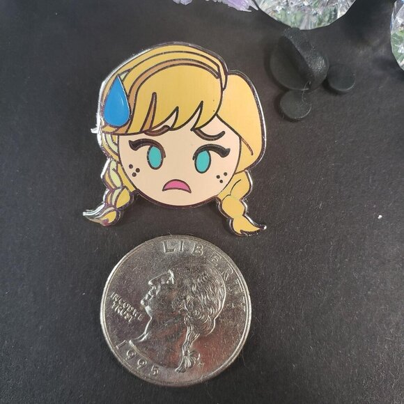 Disney Anna Frozen Trading Pin Princess Emoji Badge Lapel Pin Brooch Jewelry Pin - Picture 2 of 5